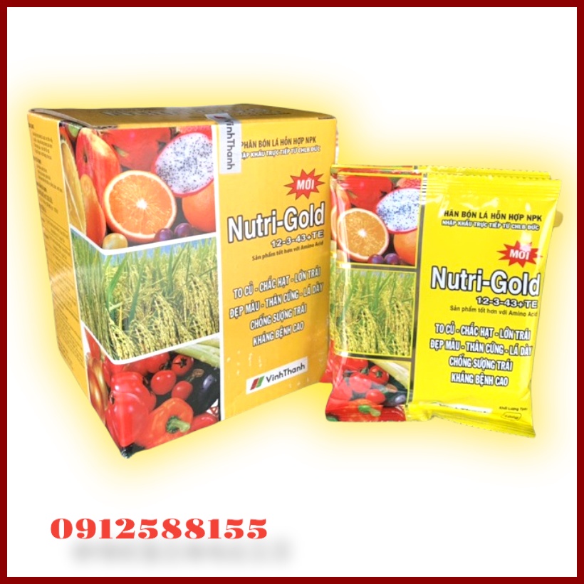 Phân Bón Lá Bổ Sung Vi Lượng Nutri-Gold 12-3-43, Nhập Khẩu Đức (Gói 100g)