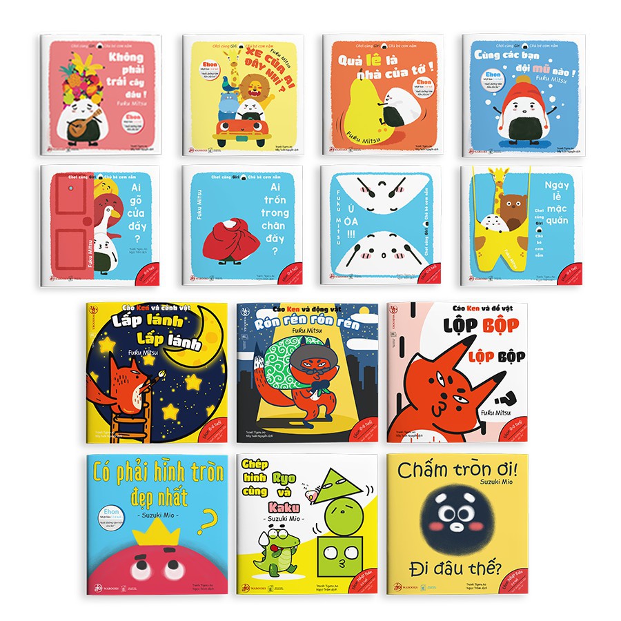Sách Ehon Nhật Bản - Combo 14 cuốn Hình khối, Âm thanh, Giri cơm nắm - dành cho bé từ 0-2 tuổi