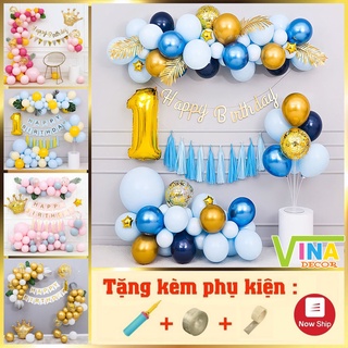 (SÉT Y HÌNH) Combo set bóng bay trang trí sinh nhật, trang trí thôi nôi, trang trí đầy tháng bé trai bé gái - VINADECOR