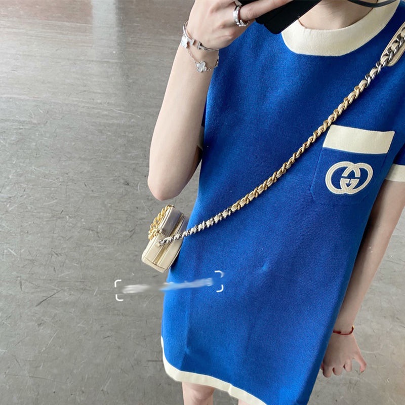 Đầm Nhỏ Màu Xanh Dương Phong Cách Pháp Cá Tính Thời Trang Xuân Thu 2021 Mới Cho Nữ