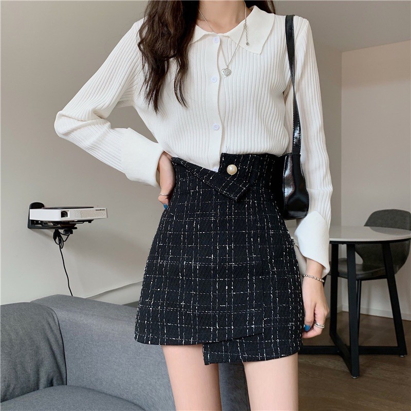 Korean fashion irregular high waist small incense skirt | BigBuy360 - bigbuy360.vn