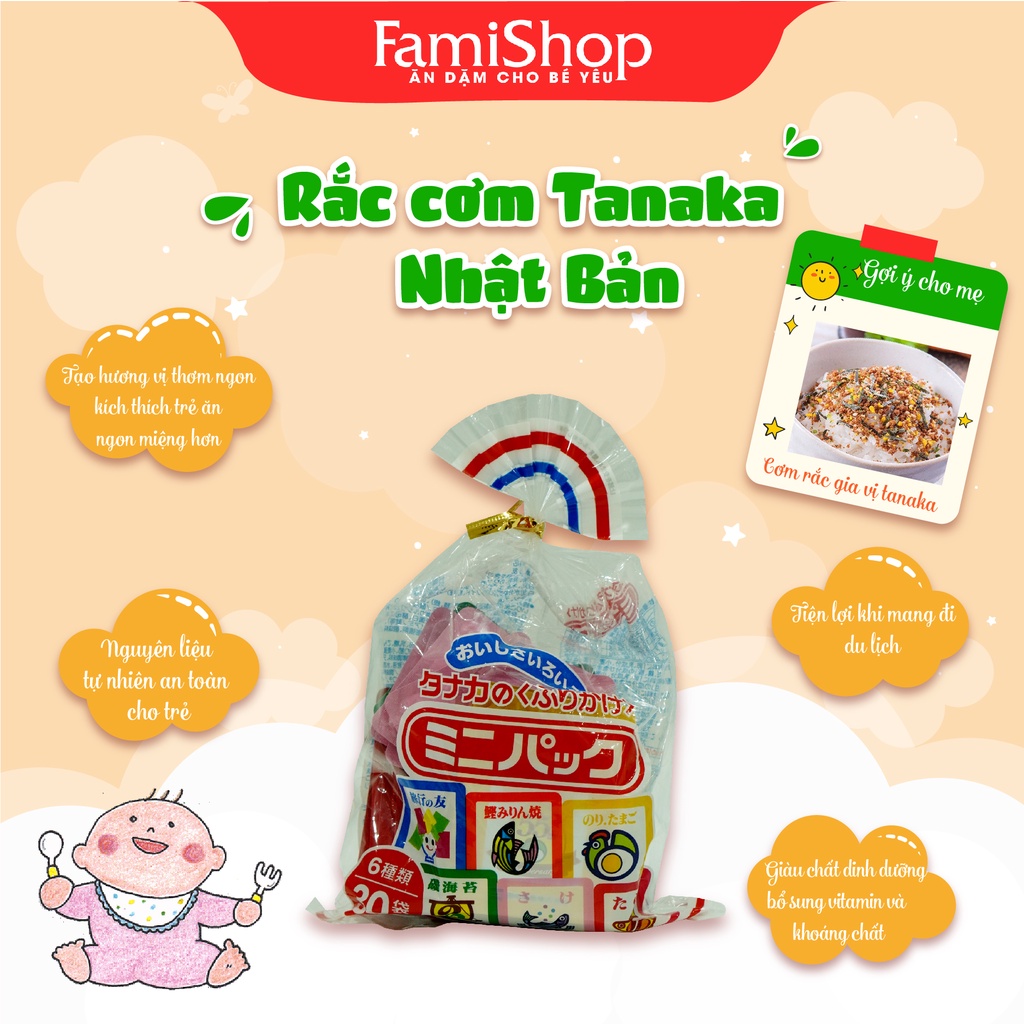 FamiShop Gia vị rắc cơm Tanaka Nhật Bản 6 vị 30 gói