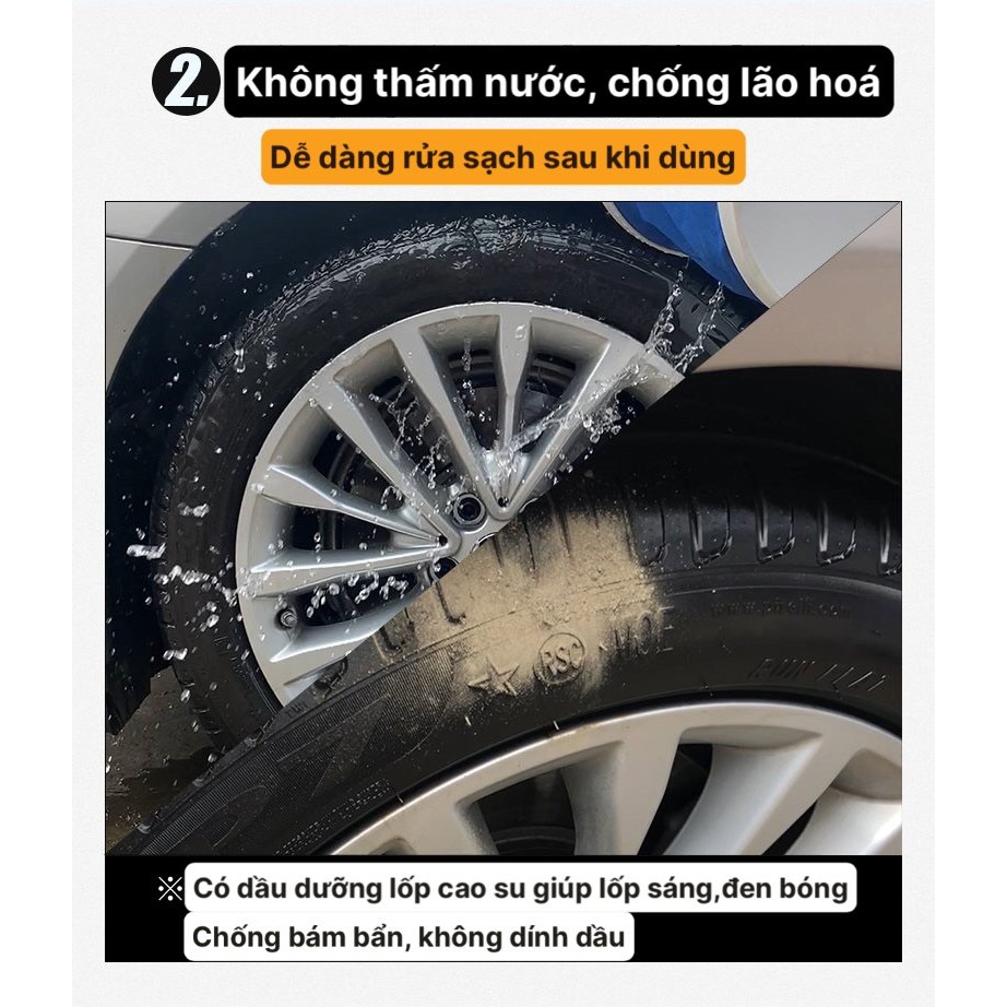 Mua 2 Tặng 1 Khăn - Dung Dịch Làm Đen, Bảo Dưỡng, Sáng Bóng Lốp Ô Tô, Chống Thấm Nước, Chống Lão Hoá Lốp