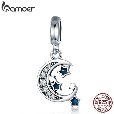 Bamoer Vòng Tay Bạc Sterling Đính Mặt Trăng Và Ngôi Sao