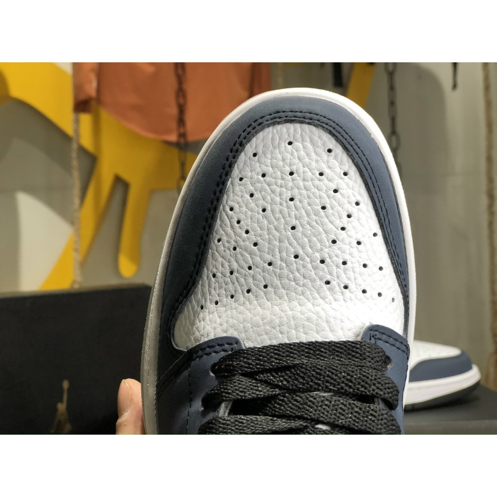 Giày Sneaker Jordan 1 Low Navy Da nhăn Fullbox, Giày thể thao nam nữ jordan 1 xanh navy hàng đẹp, đi êm chân