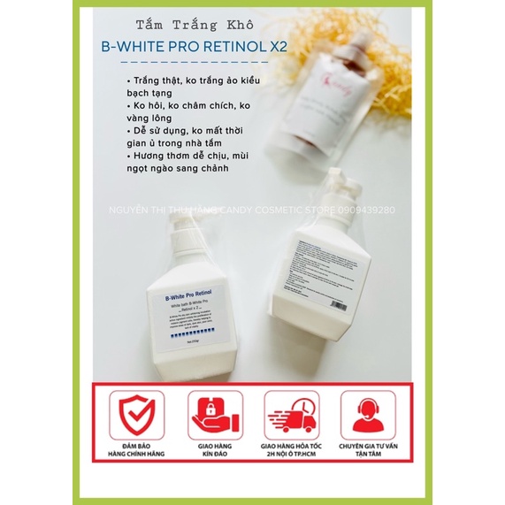 Tắm Trắng Khô B-White Pro Retinol 250ml