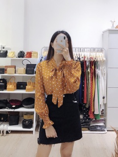 Áo sơ mi bi cột nơ (+hình thật em mang)