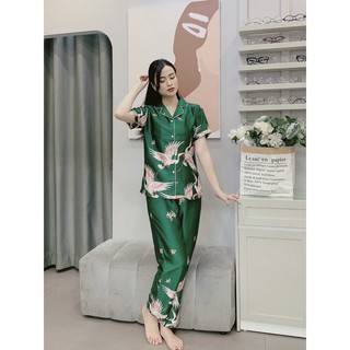 Bộ Pijama nữ cộc dài hạc vip mặc nhà