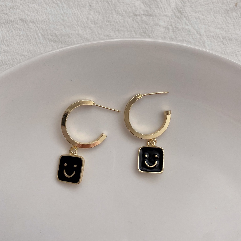 Bông Tai Mạ Bạc 925 Hình Mặt Cười Dễ Thương Phong Cách Hàn Quốc 2022