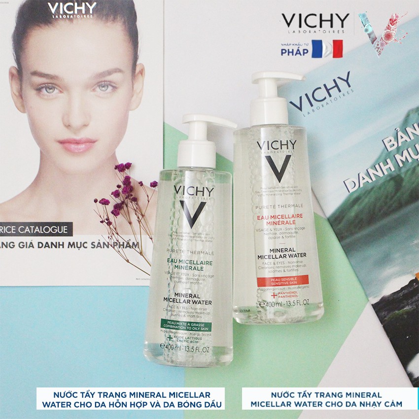 [NHẬP KHẨU-TEM PHỤ] Nước tẩy trang VICHY dành cho da nhạy cảm - da dầu và da hỗn hợp  400ml