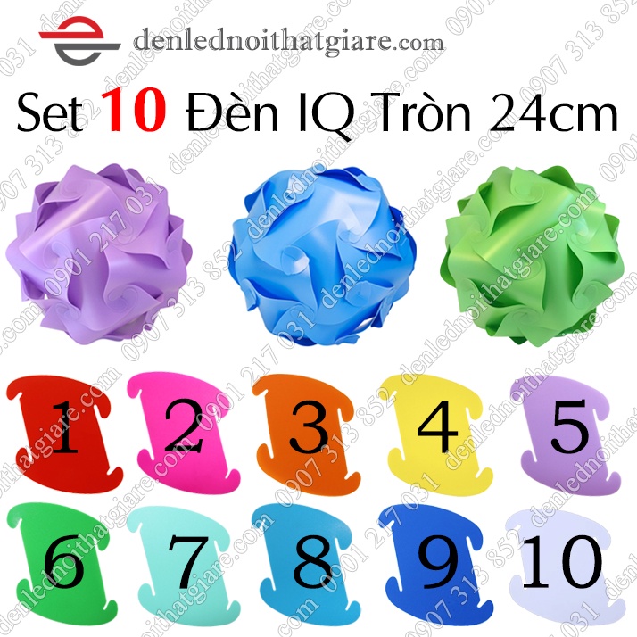 Combo 10 Đèn Lồng IQ lắp ráp bằng nhựa kiểu Tròn 24cm