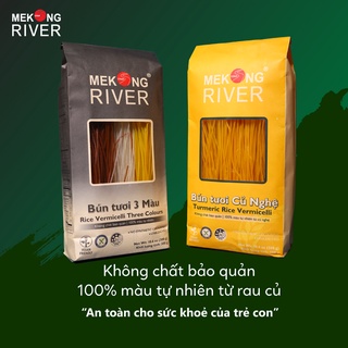 Combo bún tươi sấy khô củ nghệ và bún tươi ba màu mekong river thực phẩm đóng gói