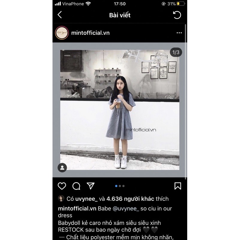 Váy Babydoll caro xinh lắm á ( ig: mintofficial.vn)