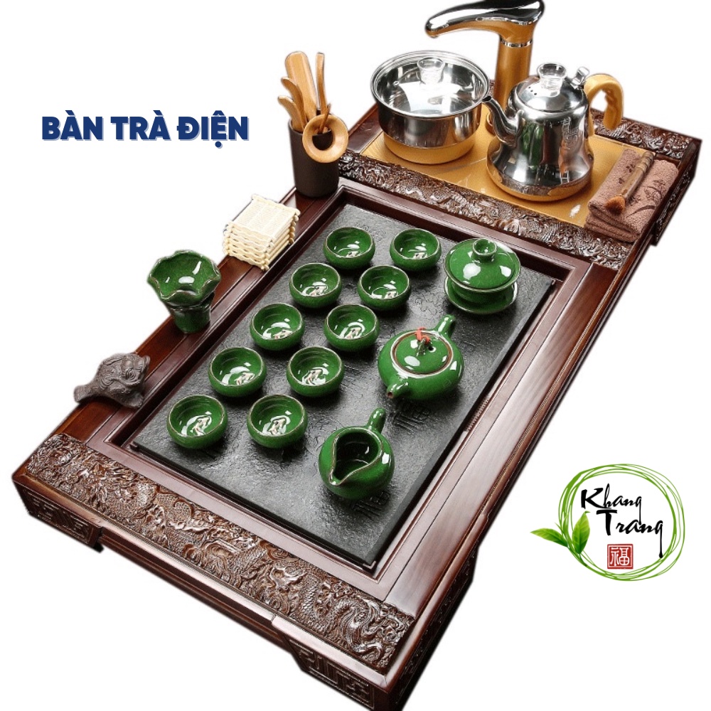 Bàn trà điện tự động 💥 CAO CẤP 💥 Bàn trà gỗ sồi MẶT ĐÁ VIP cực sang trọng đẳng cấp - Cam kết bảo hành 1 năm