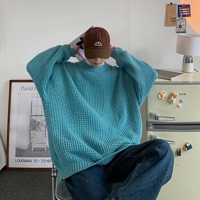 Áo sweater Dệt Kim Tay Dài Cổ Tròn Đơn Giản Thời Trang unisex Phong Cách Hàn Quốc