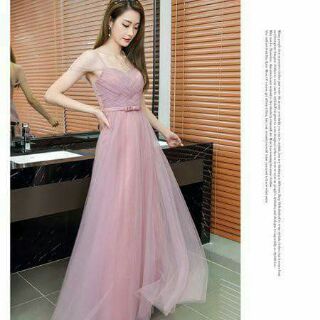 ĐẦM MAXI TRỄ VAI LƯỚI XẾP