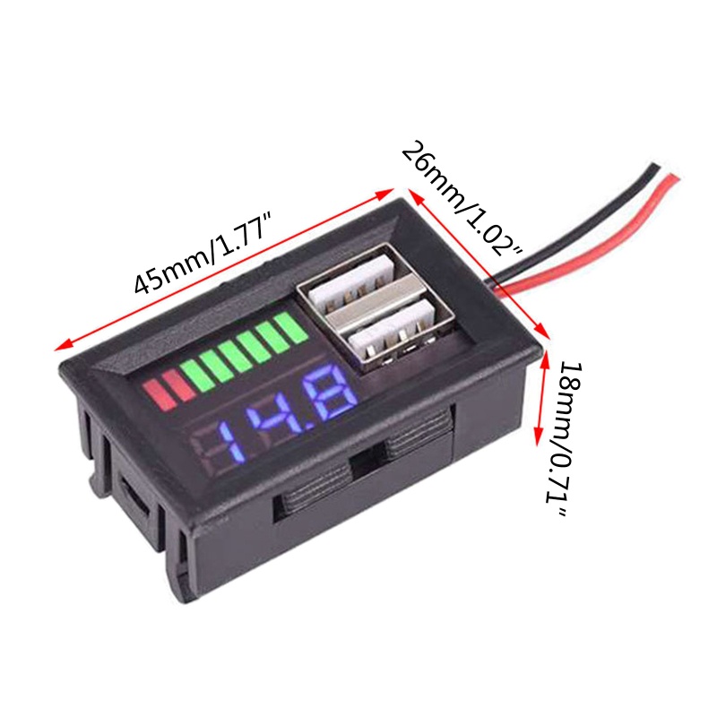 Vôn Kế Kỹ Thuật Số Cổng Sạc USB 2.4A Có Đèn LED Chuyên Dụng Cho Xe Hơi