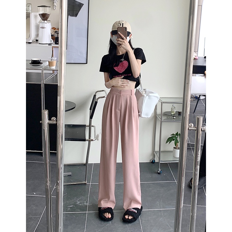 Quần XIAOZHAINV ống rộng lưng cao co giãn thời trang mùa hè dành cho nữ 6 màu sắc tùy chọn