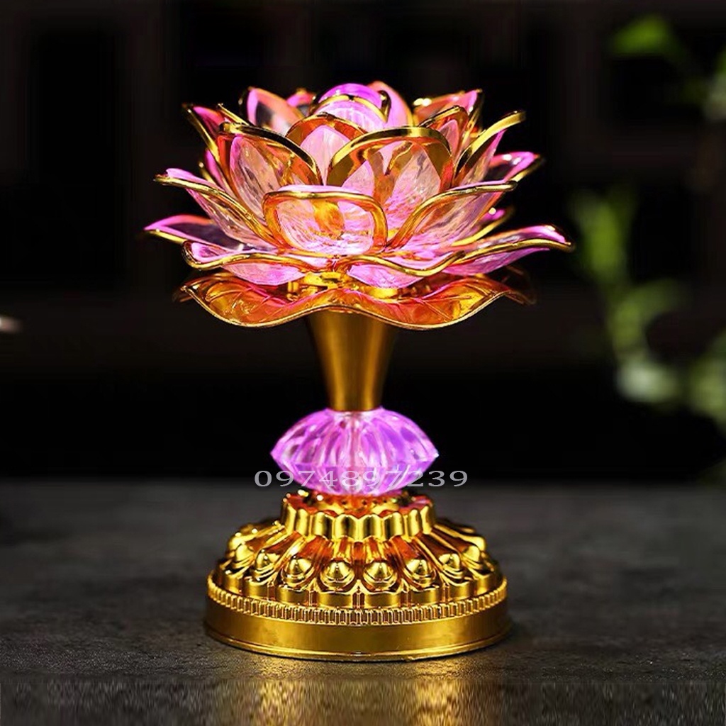 Đèn Thờ Hoa Sen Led Đổi Màu Phát Tiếng Tụng Kinh Niệm Phật Cắm Sạc, Dùng Pin Siêu Lâu