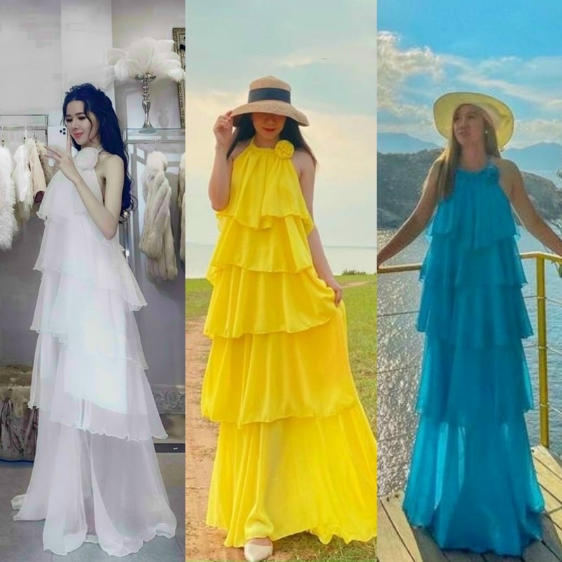 MS1237T ĐẦM MAXI TẦNG ĐI BIỂN