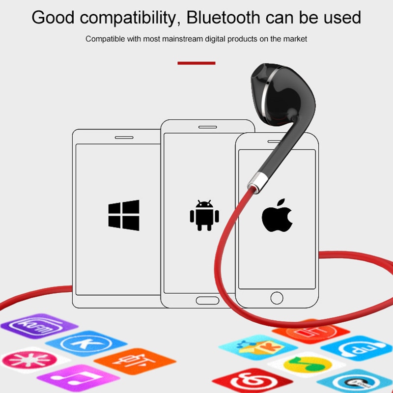 Tai Nghe Bluetooth Thể Thao Bt313 Có Nam Châm Kèm Mic Cho Xiaomi Red Mi Huawei P30