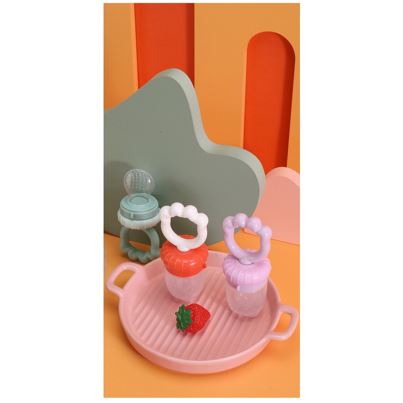 Túi nhai hoa quả chống hóc tay cầm lượn sóng cho bé