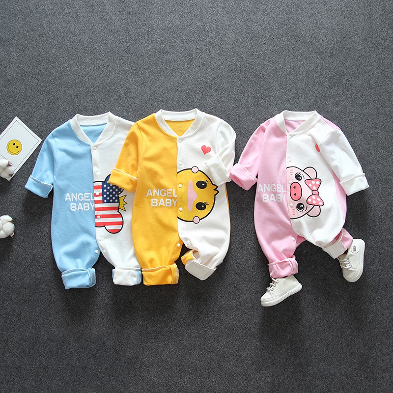 Body liền thân dài tay cotton cho bé trai và bé gái sơ sinh từ 3-17kg, hàng đẹp xuất Hàn - BD26