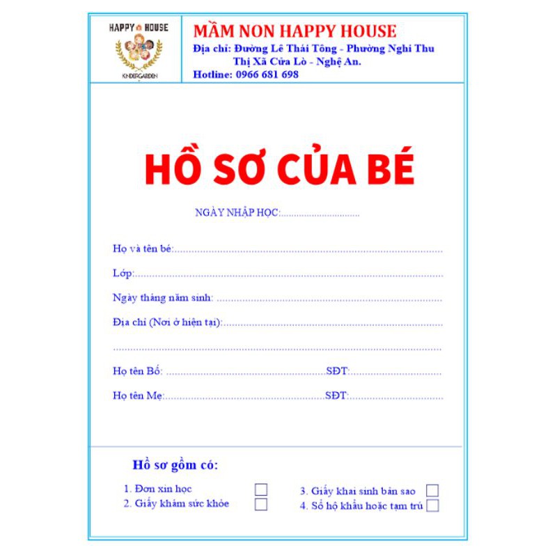 Hồ sơ học sinh đựng vừa a4 25x35cm