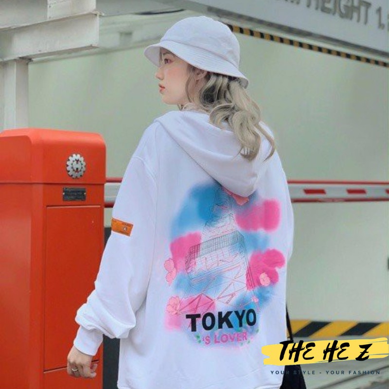 Áo khoác nỉ nữ PE form rộng, mềm mịn in chữ Tokyo Is Love Z013 | BigBuy360 - bigbuy360.vn