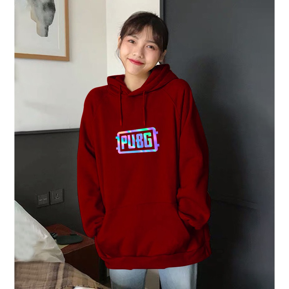 Áo nỉ Hoodie thu đông PUBG chất nỉ bông, form suông rộng unisex, có mũ, áo khoác phản quang