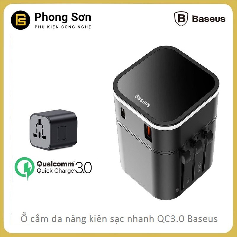 Ổ cắm đa năng kiêm sạc nhanh QC3.0 - Baseus Removable 2 in 1 Universal