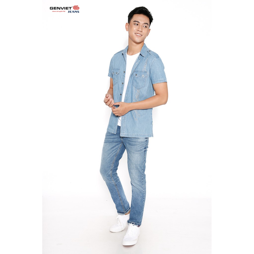 Áo sơ mi cộc tay nam X3321J407 GENVIET | BigBuy360 - bigbuy360.vn