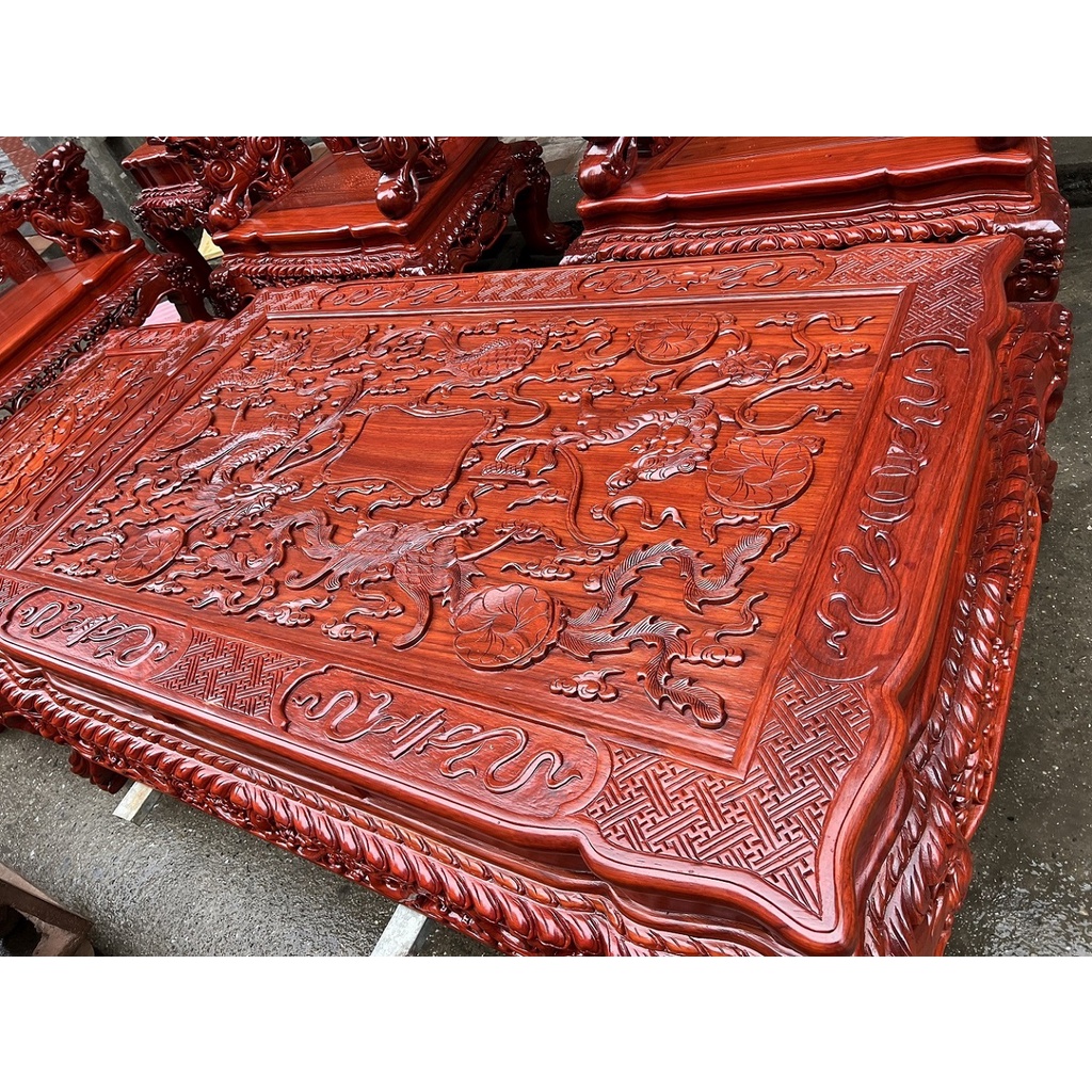 Bộ bàn ghế siêu phẩm rồng bảo đỉnh gỗ hương đỏ nam phi !