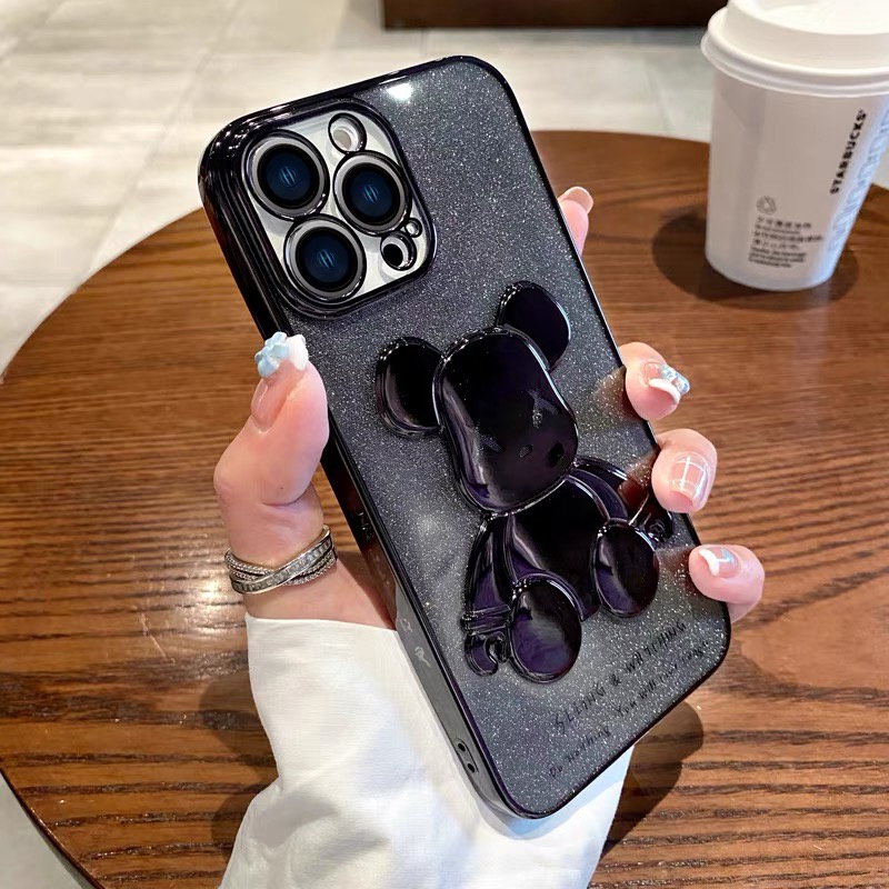 Sang Trọng Ốp Điện Thoại iPhone 14 plus 13 12 11 14 Pro max case ốp lưng điện thoại iphone 14 promax Mềm Bảo Vệ Toàn Diện Chống Sốc In Họa Tiết Gấu Lấp Lánh Dành Cho ip 11 12 13 14 pro max premium