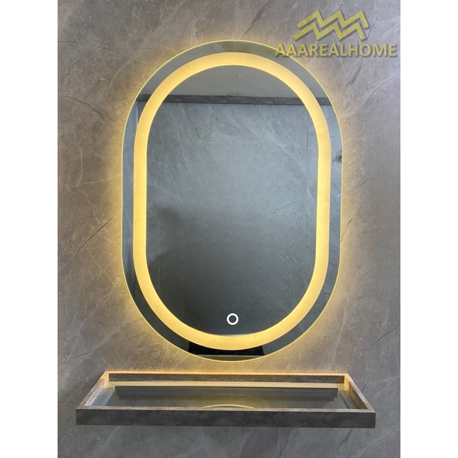 60x90cm Gương soi oval AAArealhome OV Gương oval đèn led cảm ứng Gương trang điểm Gương nhà tắm