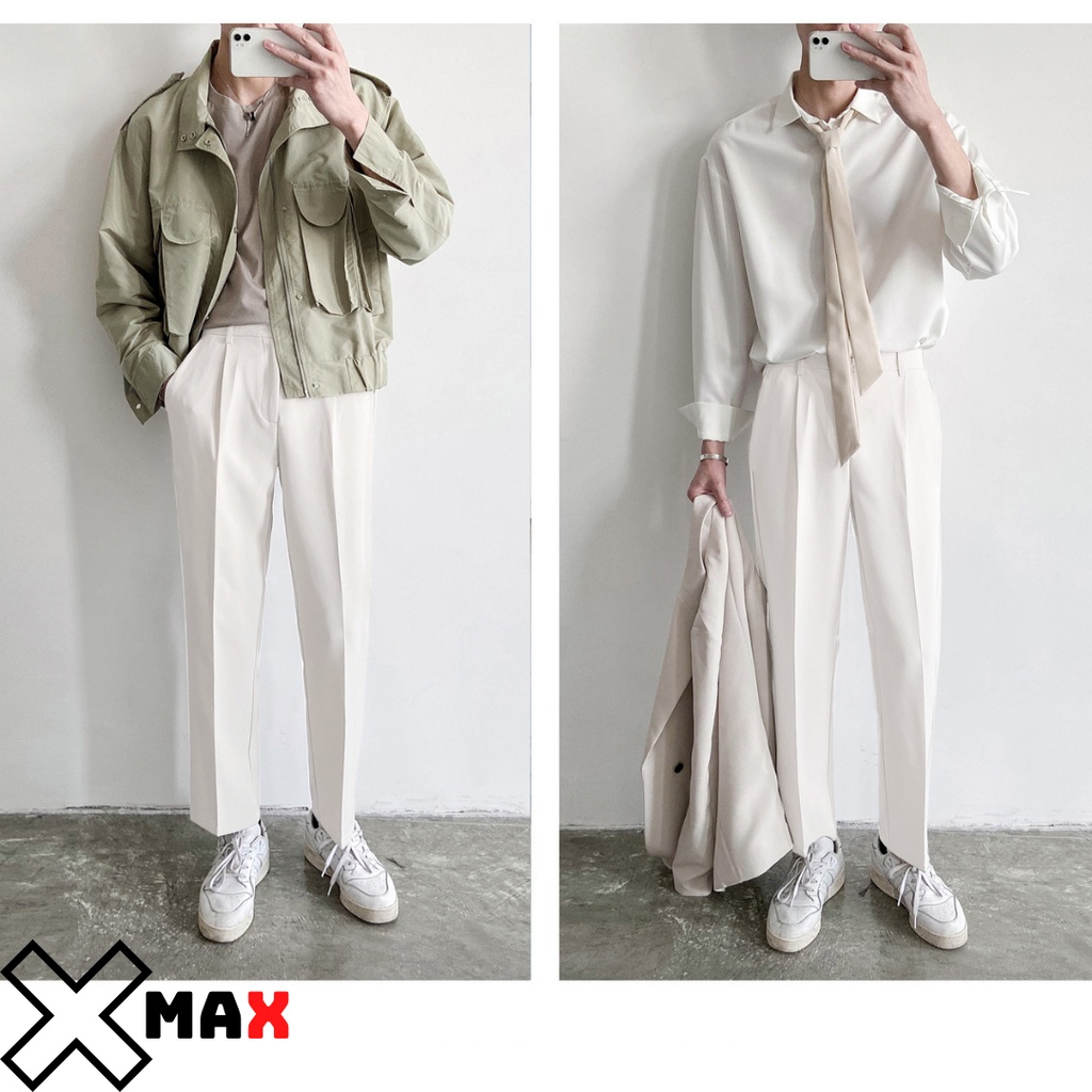 Quần baggy nam ống rộng vải Hàn cao cấp, quần tây âu co giãn tốt Premium thời trang Maxstore B024