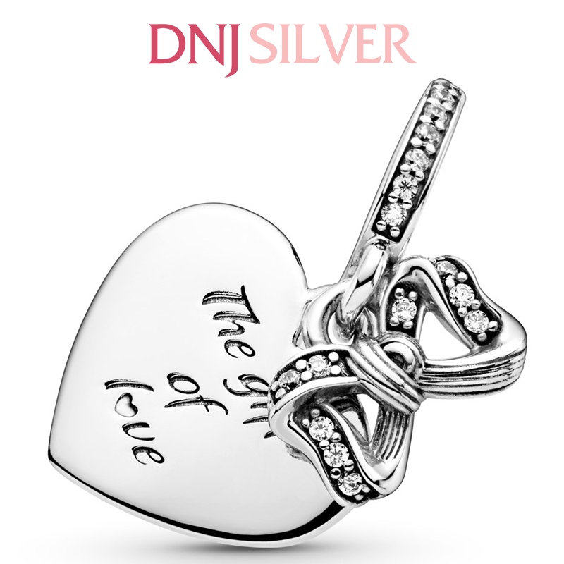 [Hàng cao cấp] Charm bạc 925 cao cấp, hàng chuẩn bạc - Charm Bow &amp; Love Heart thích hợp để mix vòng tay charm - DN003