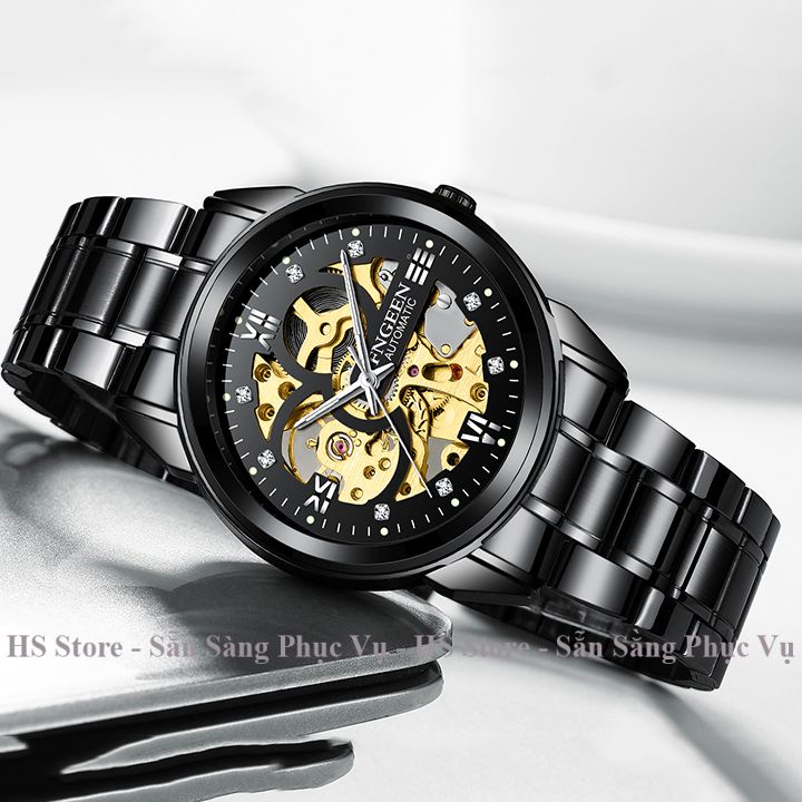 Đồng hồ cơ automatic nam Fngeen 6018 cao cấp cơ lộ máy chính hãng, dây thép , thời trang đẹp giá rẻ