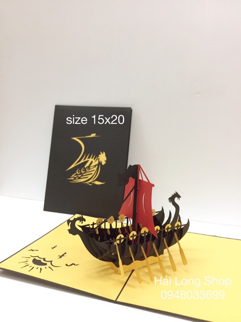 Thuyền 8  ( thuyền Đua ) -  Boat - Thiệp 3D ( 2 màu  ) | BigBuy360 - bigbuy360.vn