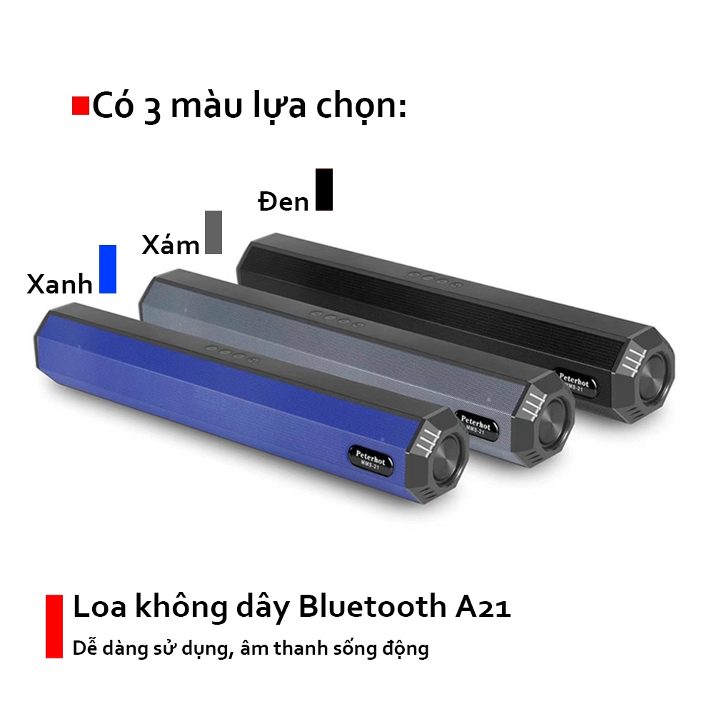 Loa Bluetooth A21 Âm Thanh Chân Thực, Sống Động Được Hỗ Trợ Các Cổng TF,FM,USB,BT,TWS