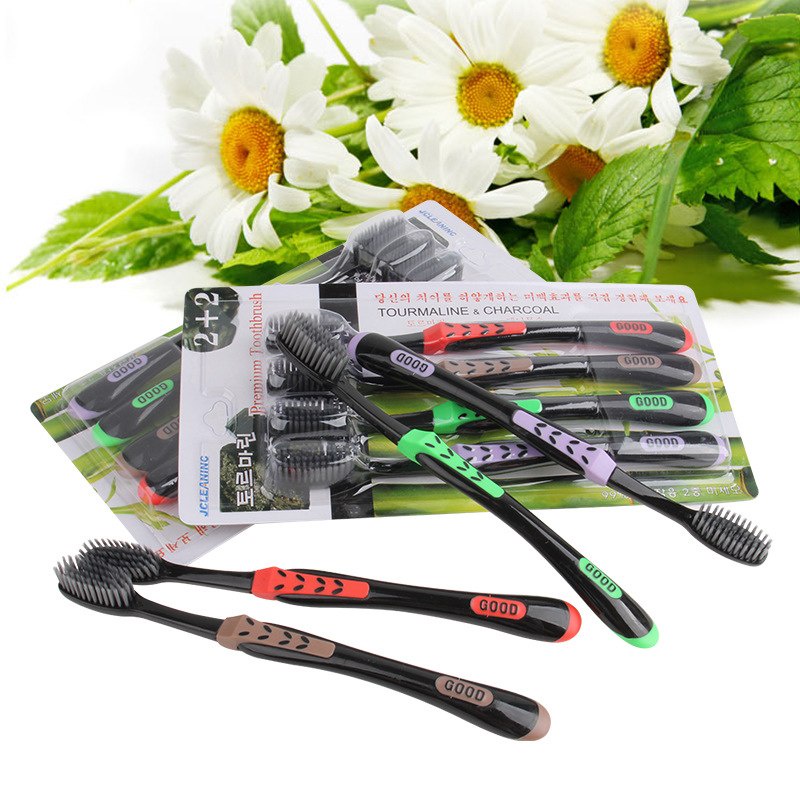 SET 4 Bàn Chải Đánh Răng Nano Than Tre Hàn Quốc 2+2 #239