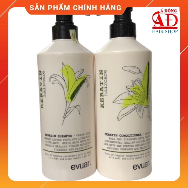 [Chính hãng] [Siêu rẻ] CẶP DẦU GỘI XẢ KERATIN EVUAR PHỤC HỒI TÁI SINH TÓC CHÍNH HÃNG Ý 758ML | BigBuy360 - bigbuy360.vn