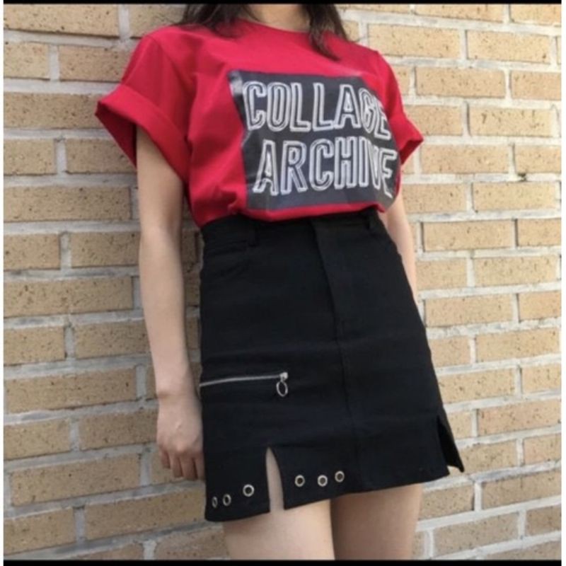 [ Mã FAMAYWA giảm 10K đơn 50K] Chân váy đục lỗ khoá kéo