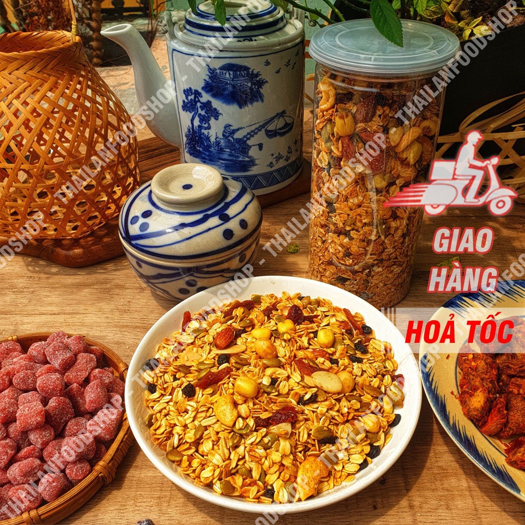 Granola Siêu Hạt Sấy Mật Ong - Ăn Kiêng Giảm Cân - Siêu Ngon - Lon 500Gram