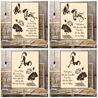 [ Qùa Tặng Thầy Cô - Món quà vô giá ] Tranh thư pháp bằng gỗ chữ Ân , chữ Ơn Thầy.