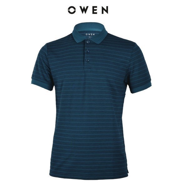 OWEN - Áo polo nam Owen màu xanh sọc ngang 21875 - Áo thun ngắn tay có cổ nam