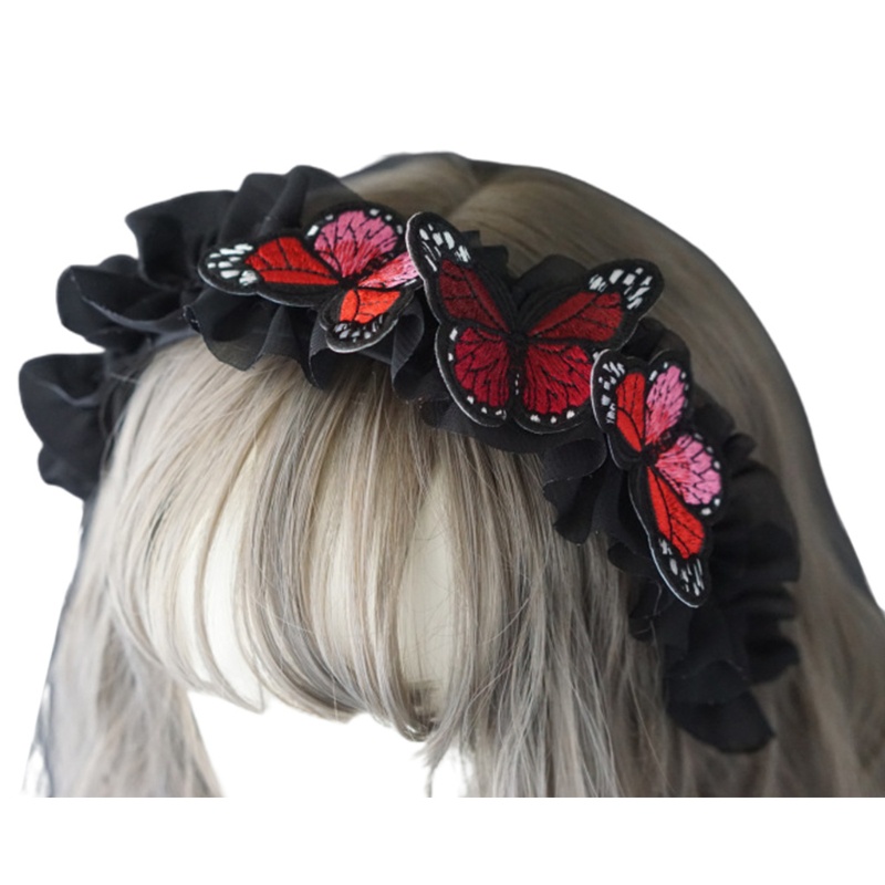 Băng Đô Cài Tóc Thêu Hình Bướm Lãng Mạn Thời Trang Cho Nữ