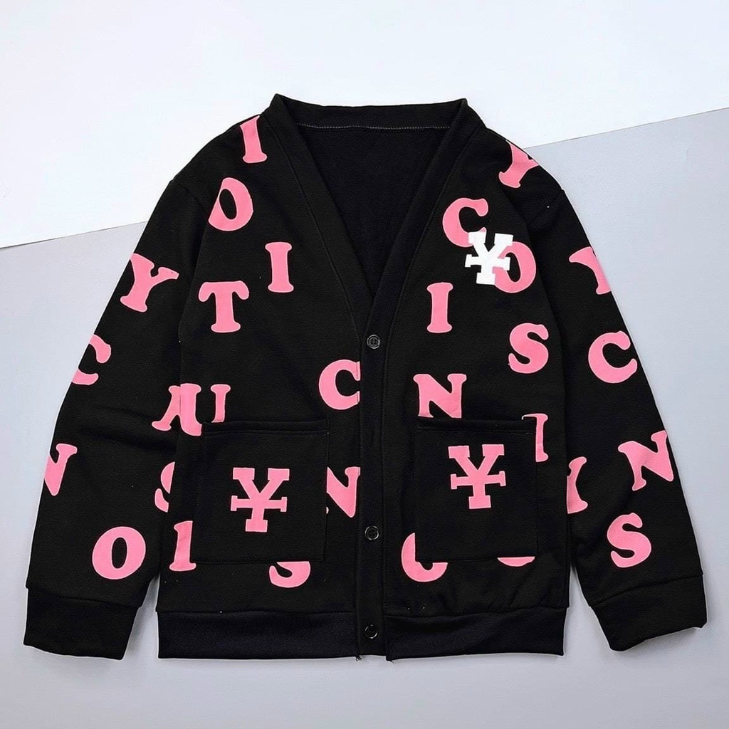 ÁO KHOÁC CARDIGAN NỈ IN HỌA TIẾT CHỮ CÁI, CÀI NÚT, CHẤT DÀY DẶN, PHONG CÁCH