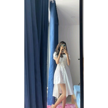 Đầm trễ vai tay bồng xẻ tà thời trang form ôm tôn dáng .