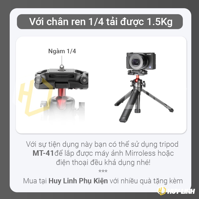 Chân máy Ulanzi MT 41 Mẫu mới nhất năm 2022 - Tặng kèm nút chụp hình bluetooth